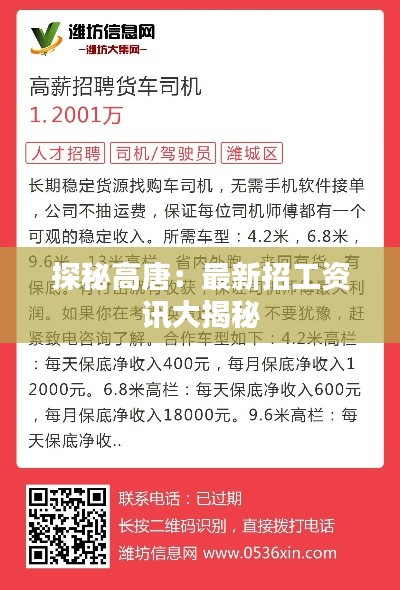 探秘高唐:最新招工资讯大揭秘