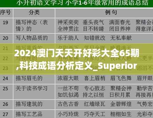 2024澳门天天开好彩大全65期,科技成语分析定义_Superior10.277