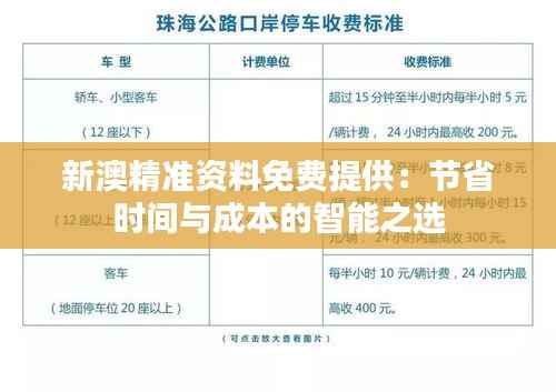 新澳精准资料免费提供:节省时间与成本的智能之选