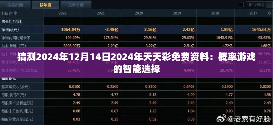 猜测2024年12月14日2024年天天彩免费资料:概率游戏的智能选择