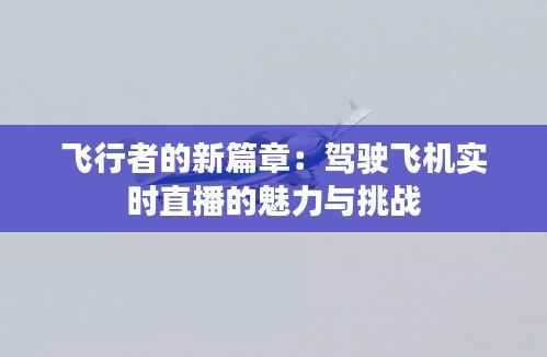 飞行者的新篇章:驾驶飞机实时直播的魅力与挑战