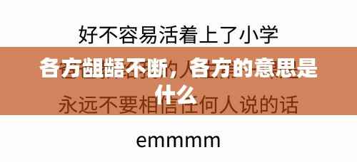 各方龃龉不断,各方的意思是什么