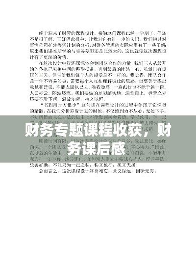财务专题课程收获,财务课后感